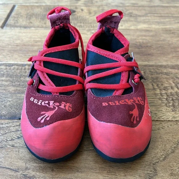 La Sportiva Kids Stickit Rock Climbing Shoes Chili Poppy Red Toddler Size 8-9 - Picture 4 of 10